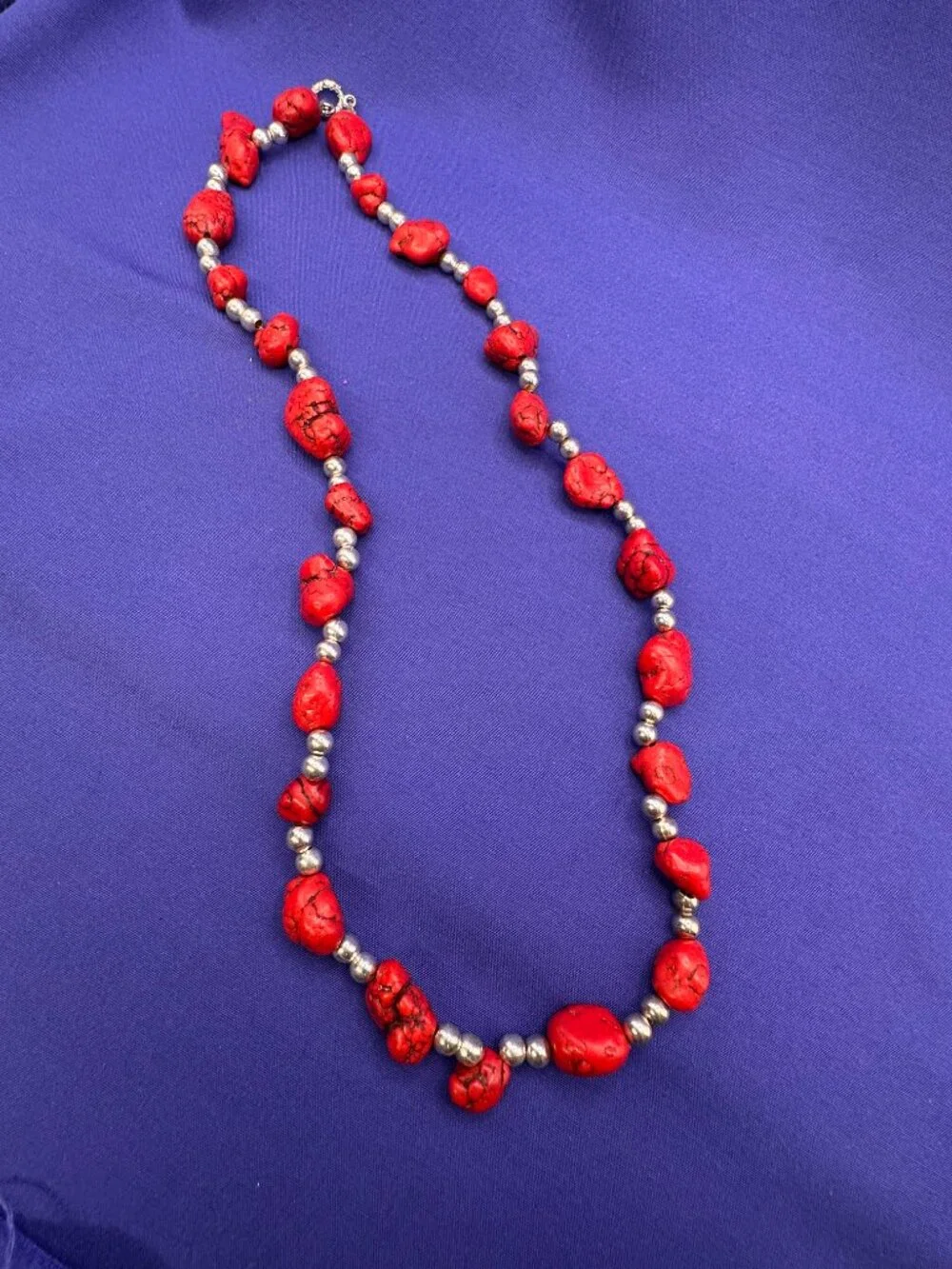 Red Nugget Natural Stone Necklace
